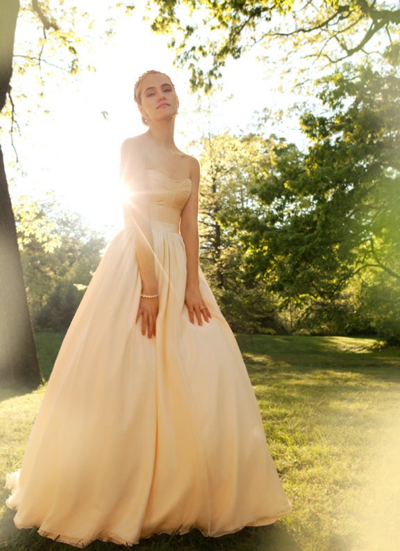Strapless Corseted Wedding Gown, "Collette-Rose", ball gown, Blush Silks, Modern Princess, Mix and Match Customizable