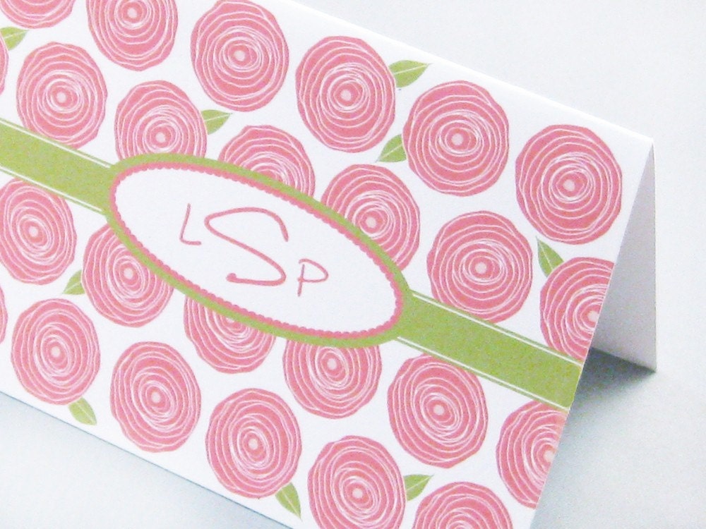Rosy Monogrammed Stationary - Personalized Stationery Set of 12