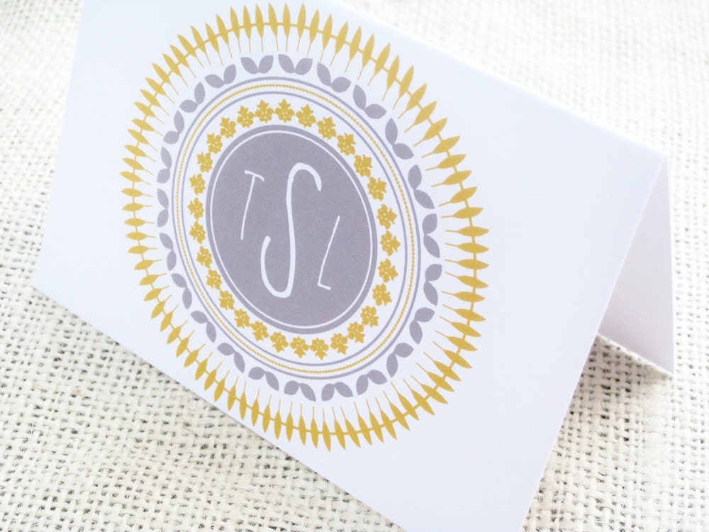 Fancy Circles Monogrammed Stationary - Personalized Stationery Set of 12
