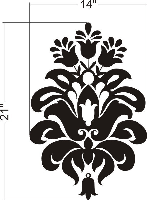 Wall Decal Damask Wall Pattern Tulip Design Textile Flower Shape