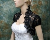 Black lace short sleeve lace bolero jacket lace shrug wedding bolero wedding jacket wedding shrug bridal bolero bridal jacket bridal shrug