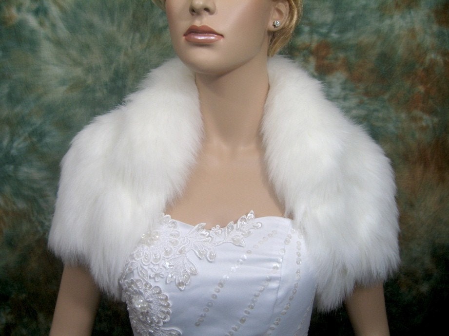Ivory faux fur bolero faux fur shrug Wedding bolero wedding jacket bridal bolero bridal jacket wedding shrug wedding jacket FB003-Ivory