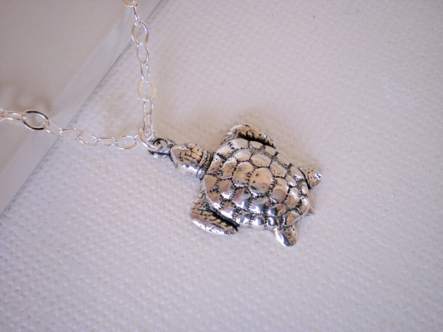 Sea Turtle Necklace, Sterling Silver Turtle Necklace, Celebrity Inspired Jewelry, Cougar Town
