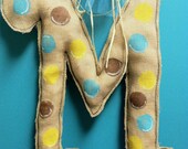 Large Burlap Initial Monogram Door Hanger