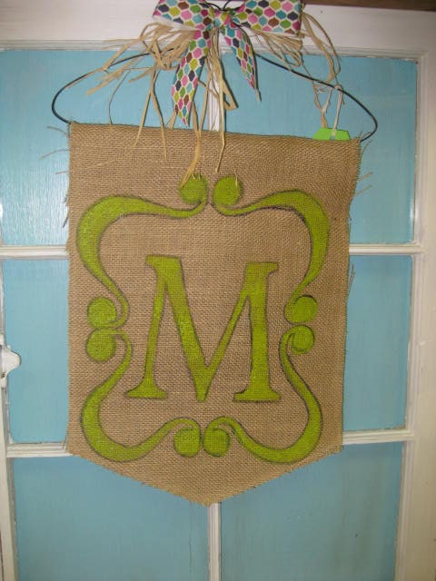Monogram Burlap Door Hanger