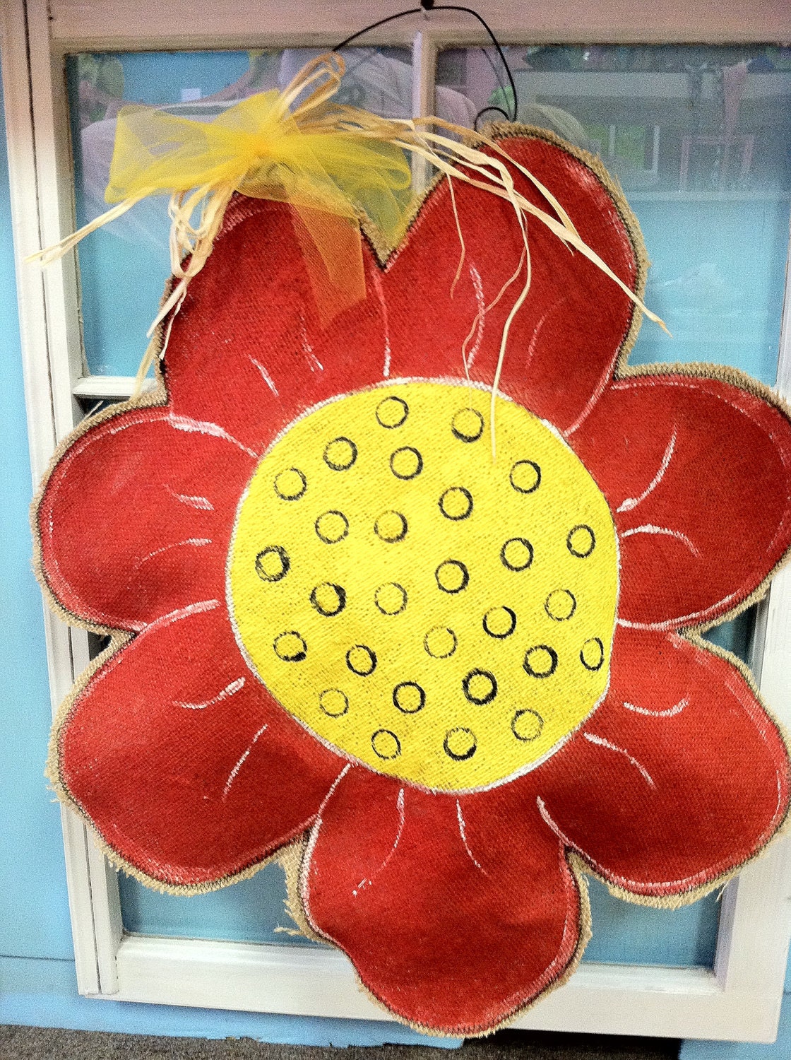 Flower Power Burlap Door Hanger