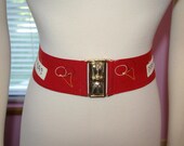 Red Stretch Cinch Belt  Laverne and Shirley or Happy Days Style Belt 1950's 1960's