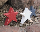 3 Free Standing STAR BLOCK SET for July 4th, shelf, desk, office and americana home decor