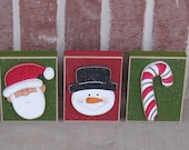 CHRISTMAS BLOCK SET for Christmas, holiday, shelf, desk, table, office, mantle and home decor