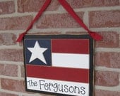 Large PERSONALIZED HANGING FLAG with ribbon for July 4th, wall, door hanger, and americana home decor