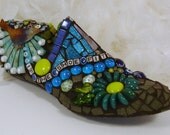 MOSAIC -- OOAK mosaic  shoe last, custom made with your choice of colors and words