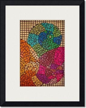 Giclee Art Print -- EXUBERANCE .. from my original mosaic, vibrant blues greens golds, oranges, pinks purples