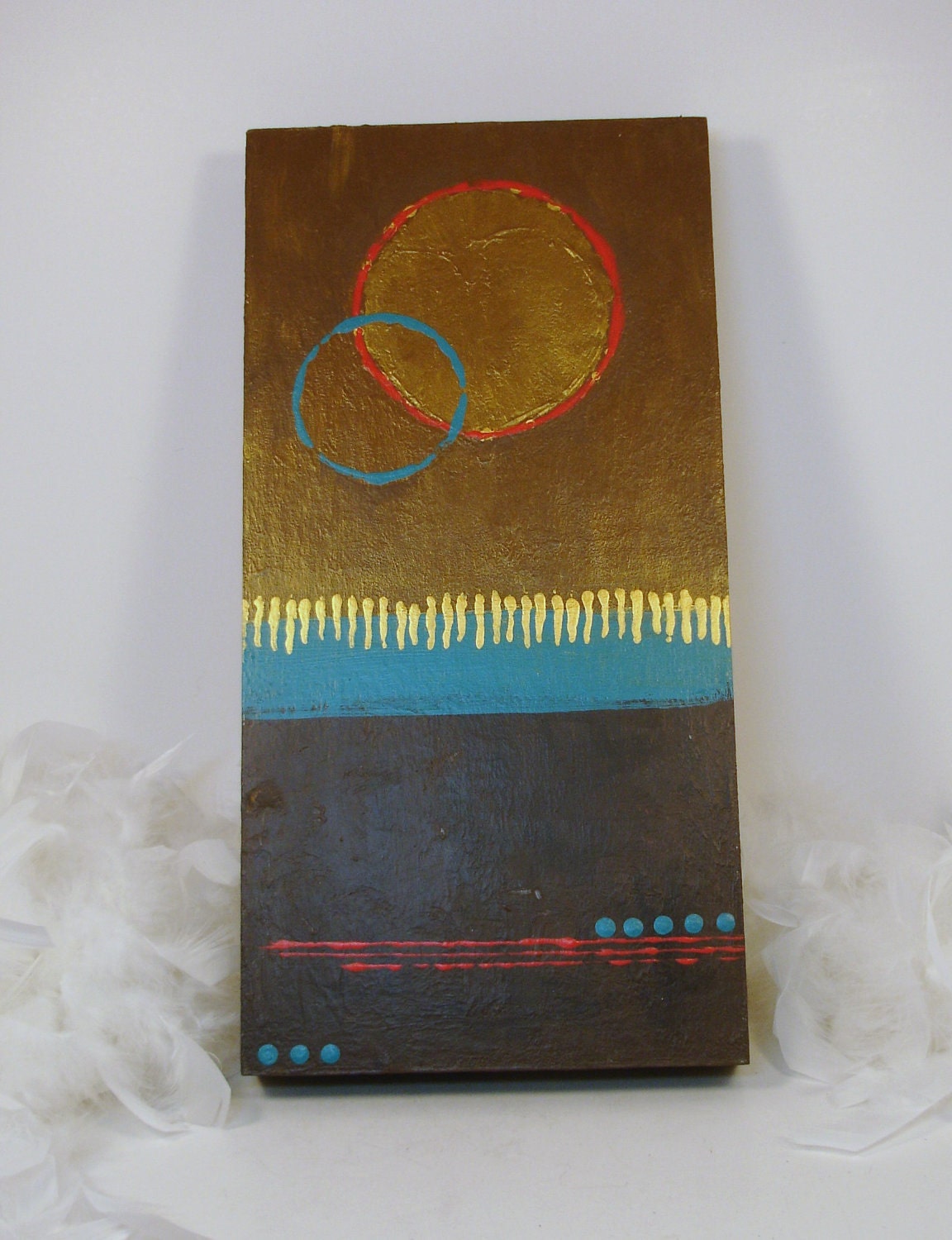 Abstract painting -- original acrylic painting, abstract on wood canvas --  RELEASE --