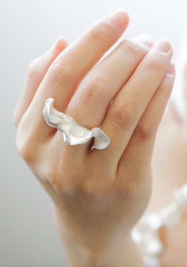 Silver "Curly Pod" Ring