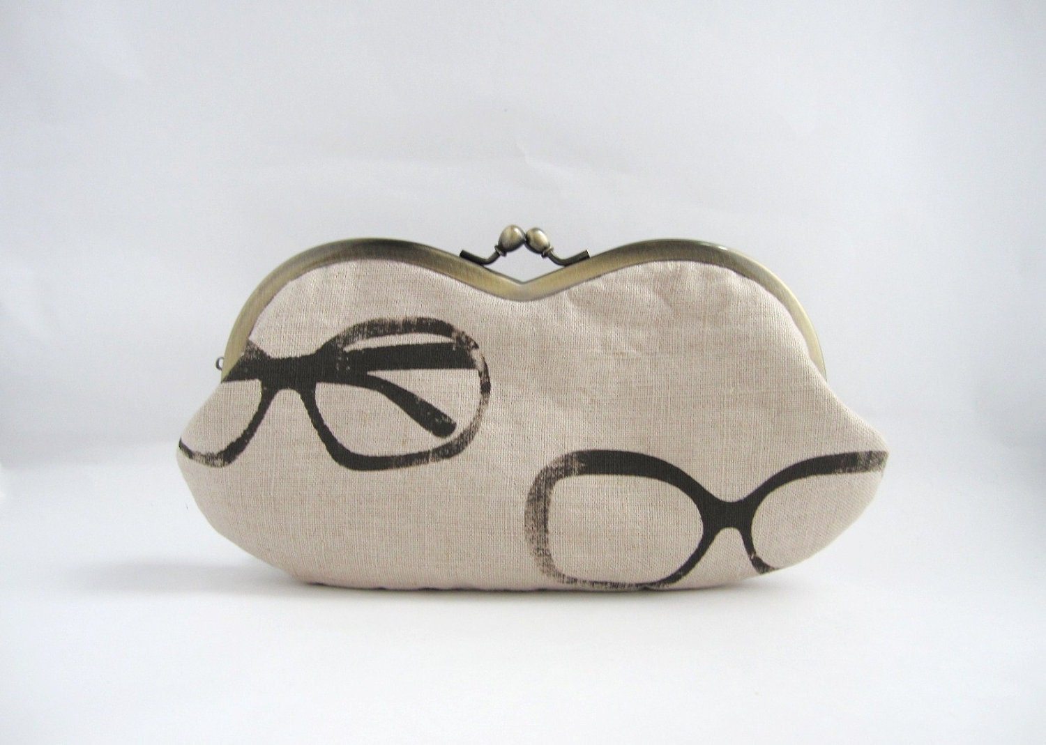 Frame Sunglasses Case/ Clutch Purse -glasses on beige linen