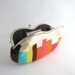 LAST ONE sunglass / eyeglasses case- stripe on beige -red- snap case- frame purse