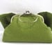 Large Bow Clutch with Handle - green tea linen