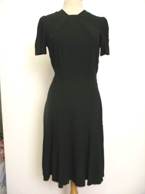 Vintage 1940's Black Crepe Dress with Subtle Style