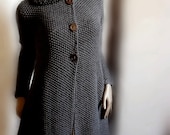 Womens hand knit sweater coat Merino wool sweater Charcoal Grey