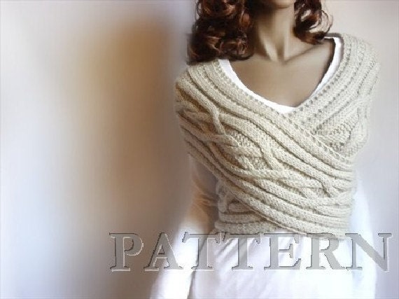 Criss Cross  Cabled Sweater Vest and Cowl PDF PATTERN  Design by Pilland