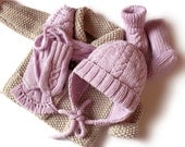 Hand knit Baby Coat Hat Scarve Mittens Booties Merino wool sweater