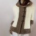 Hoodie Jacket Off white, cappuchino 3/4 sleeves women Merino Mohaor Baby Alpaca UNIQUE PIECE Ready to Ship