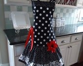 4RetroSisters - Ellie Style Womens Full Apron -  "Little Black Apron"