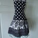 4RetroSisters "Ellie Style" Womens Retro Apron - White & Black Damask/ Sea Green Trim