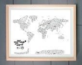 Video Game Controllers World Map ART PRINT (made with Video Game Controllers)   (various sizes available -  11x14 - 20x30 inches)