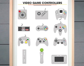 Video Game Controllers ART PRINT 12x16 inches (30 X 41 cm)