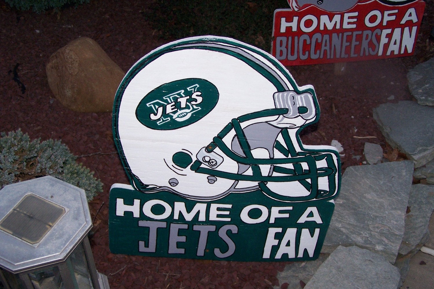 Hand Painted Wooden NY Jets Sport Signs - your choice of phrasing GO Gang Green or Home of a NY Jets Fan