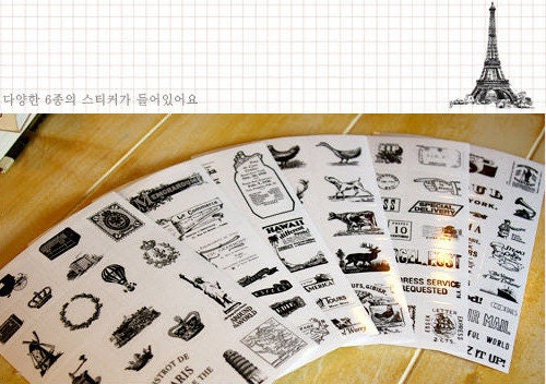 RETRO STAMP stickers set
