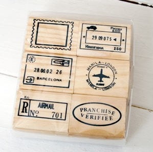 zakka JOURNEY POSTMARK wood base rubber stamps set B
