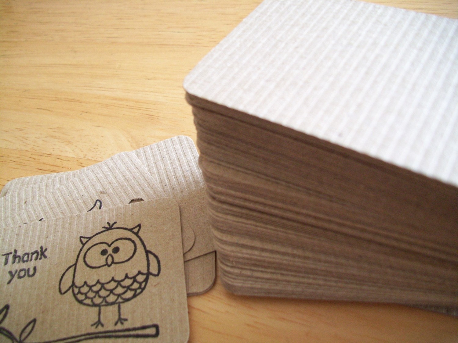 ribbed brown MINI business cards