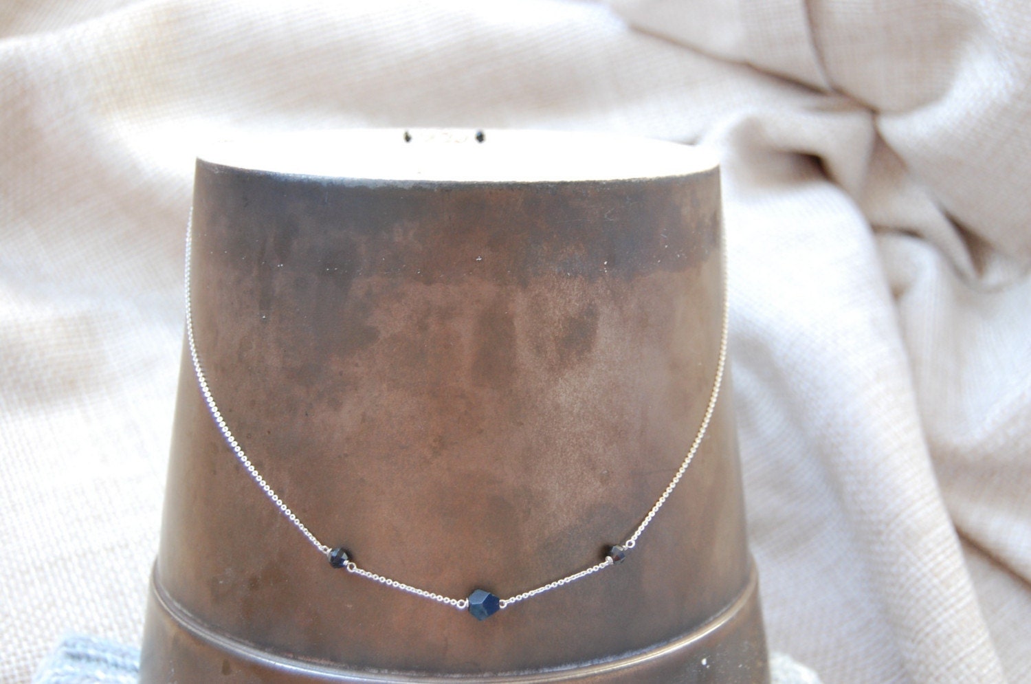 simple everyday necklace with black stones