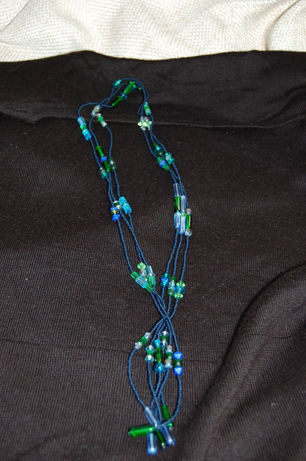 seed bead and czech glass lariat