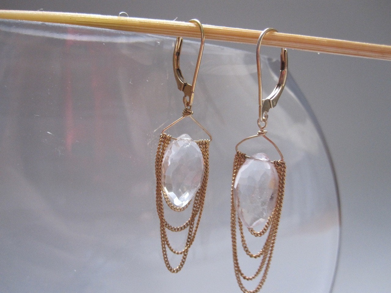 draped gold filled chain with semi-precious stone earrings