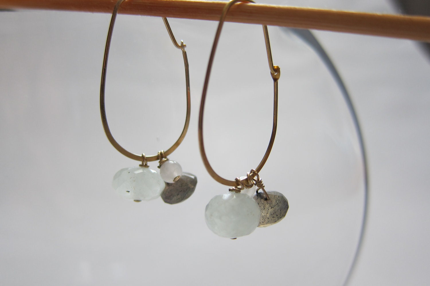 simple everyday gold plated multi-stone drop earrings
