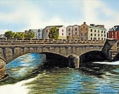 Landscape Painting Print - Galway City Bridge - 11" X 14" Giclée