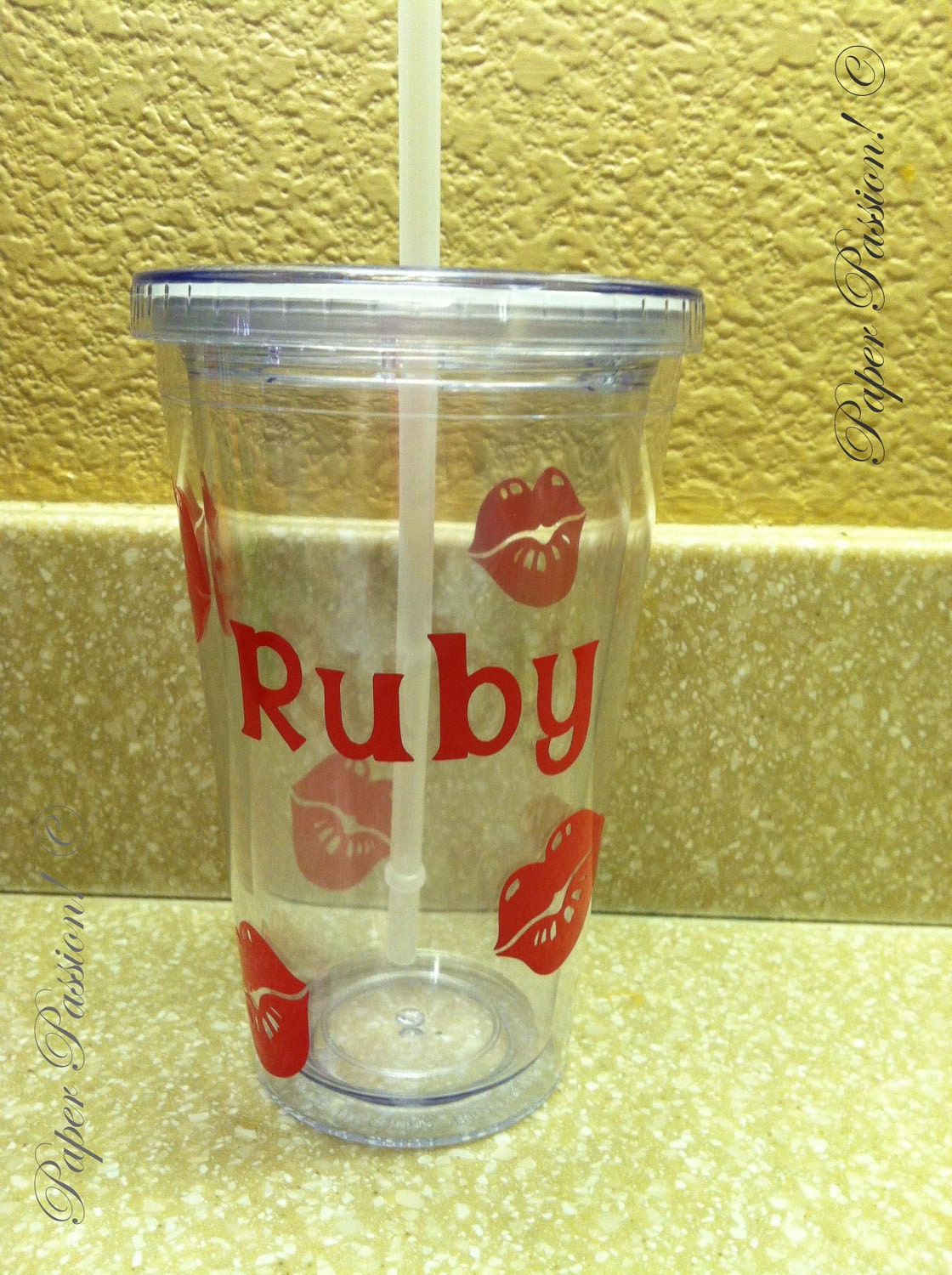 Personalized Acrylic Tumbler Cup with Lips