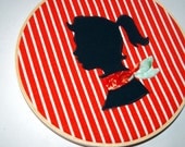Rock & Roll Bad Girl silhouette applique wall art hoop