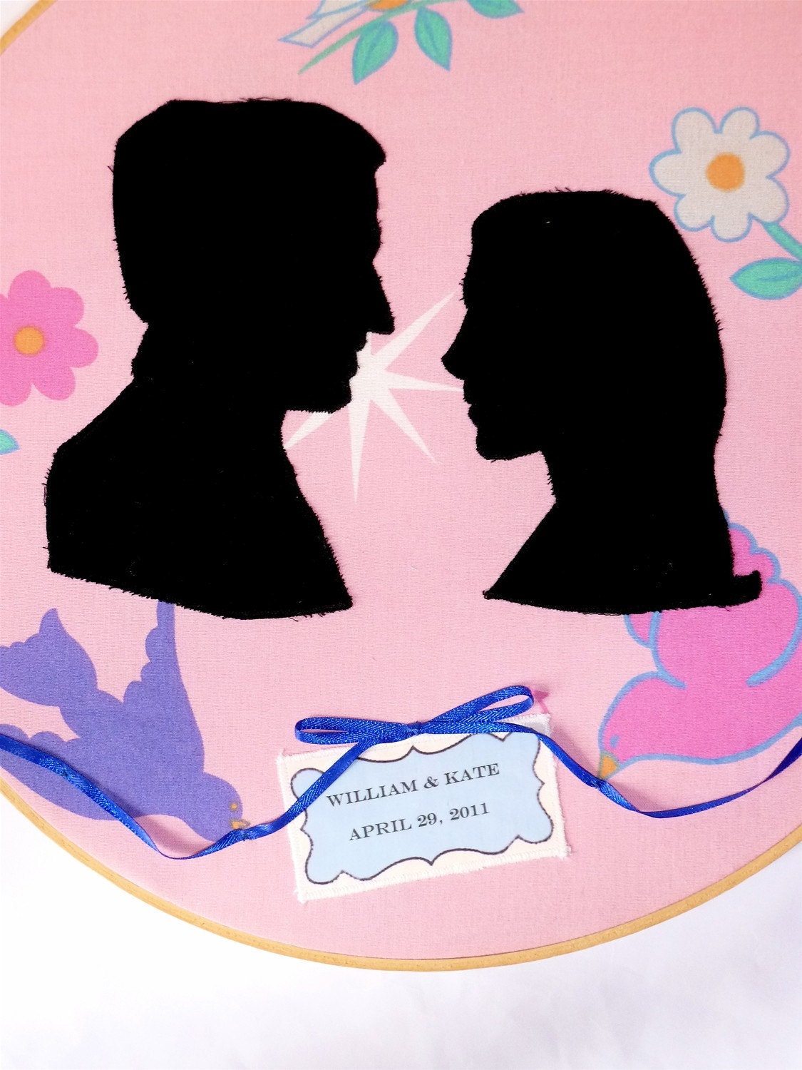 William & Kate Ltd. Edition commemorative silhouette applique wall art hoop