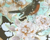 Bird in a Berry Bush applique wall art hoop