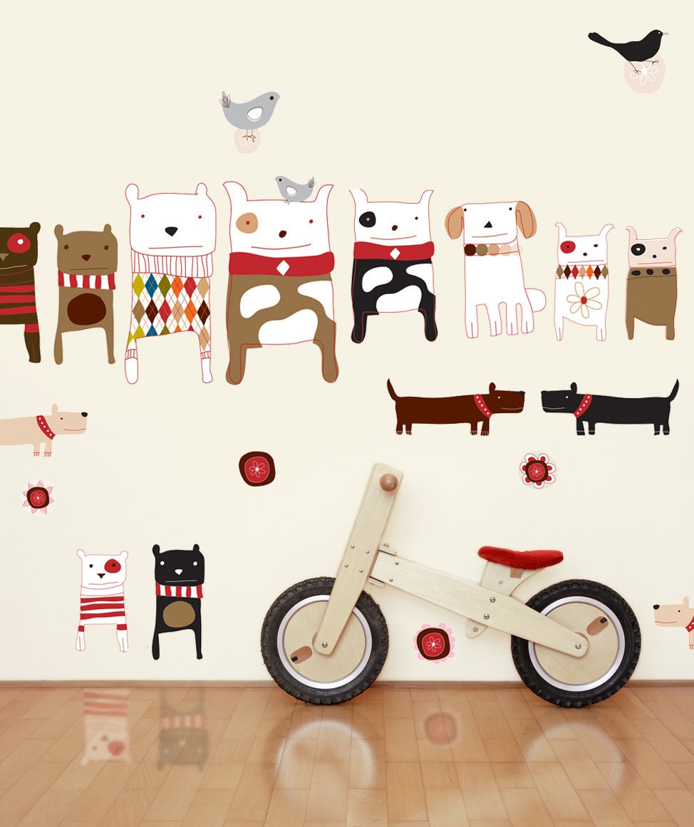 Wall Decals Dogs Fabric Wall Stickers (not vinyl) - Large