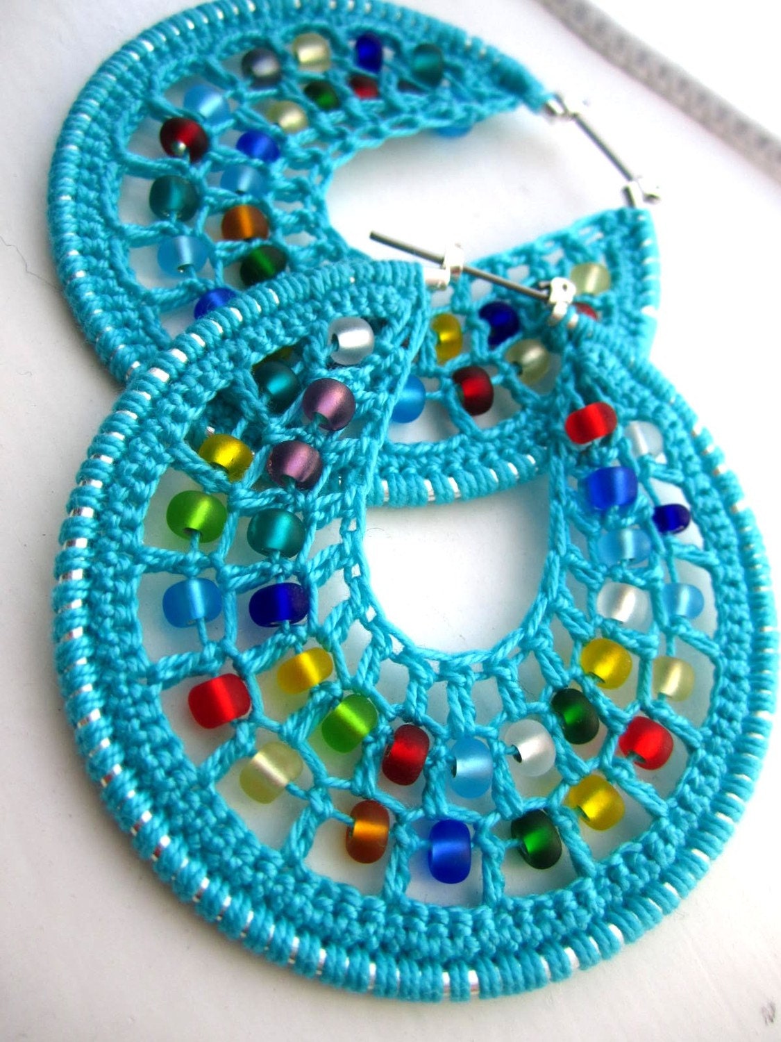 Crocheted hoops with beads
