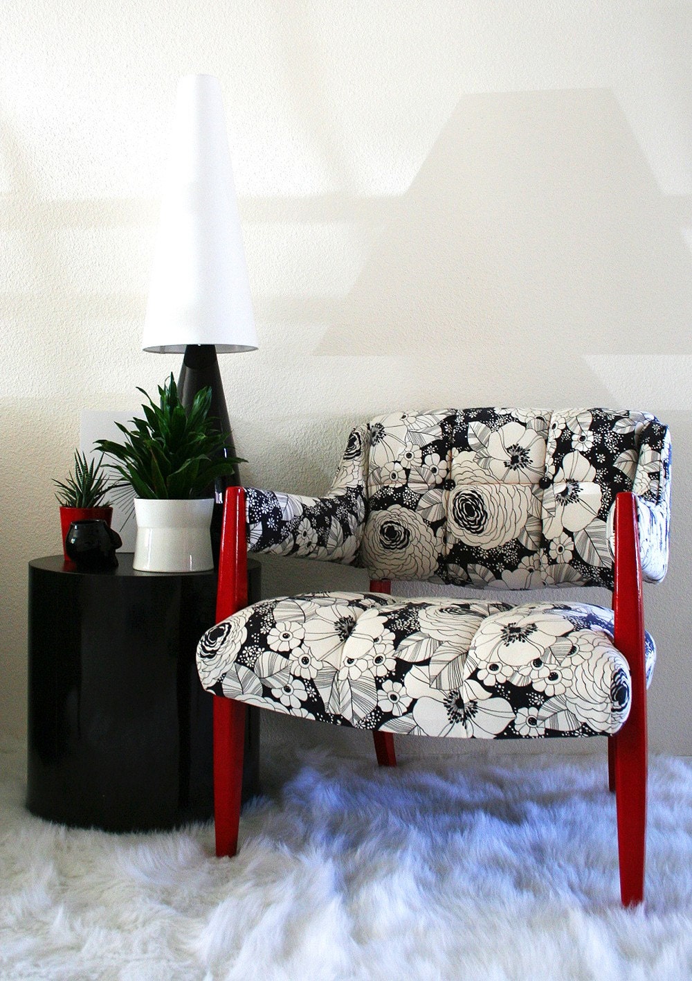 Mod Pop Graphic Floral Print Retro Arm Chair