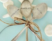 Vintage silverware Garden Marker set Basil, Rosemary Parsley recycled silver plated rustic chic