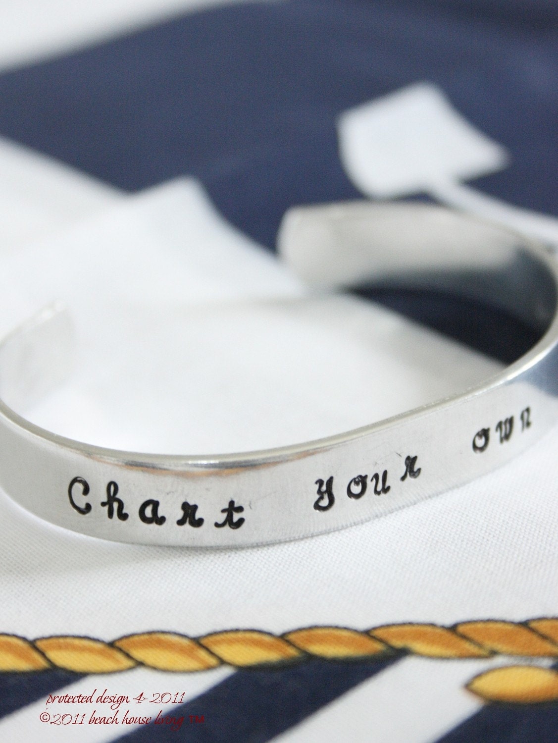 Nautical hand stamped metal cuff bracelet chart your own course with anchor by  beachhouseliving on etsy graduation inspirational