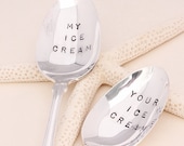 Ice Cream Spoons Set: Your ice cream my ice cream Silverware.  Shell design. Beach House Decor