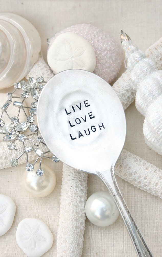 Vintage silverware garden marker live love laugh silver plated flatware inspirational
